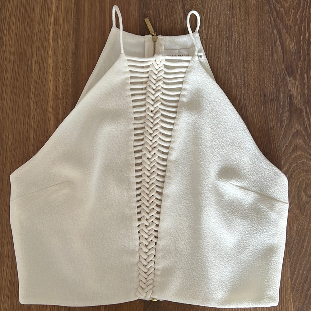 Zimmerman cropped white braided top